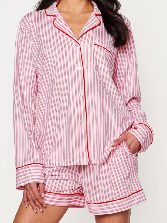 Petite Plume Other - Striped Red & White Long-Sleeve Pajama Set